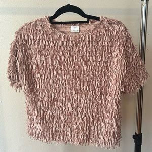 Zara soft pink short sleeve top.